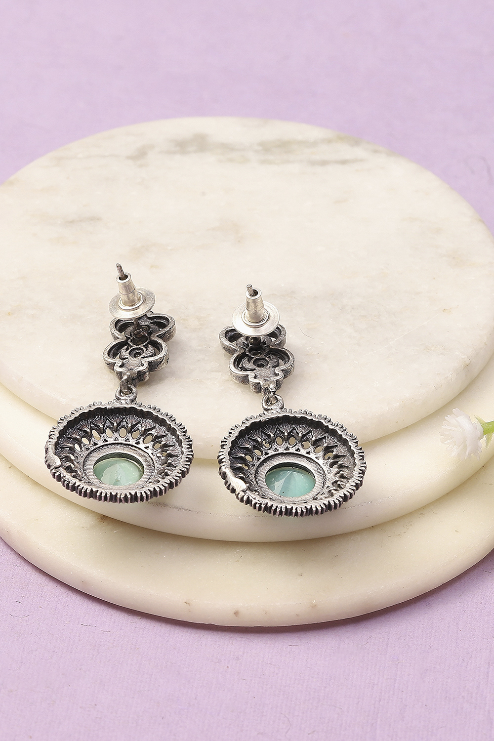 Apple Green Oxidised Alloy Earrings image number 2