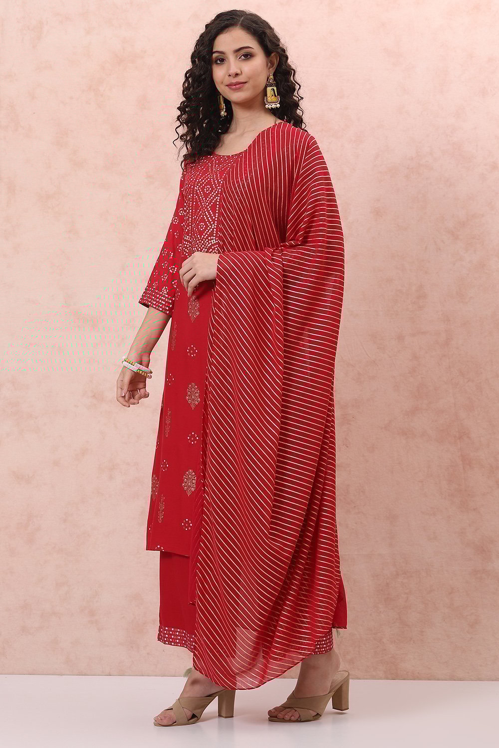 Blue LIVA Bandhani Suit Set image number 5
