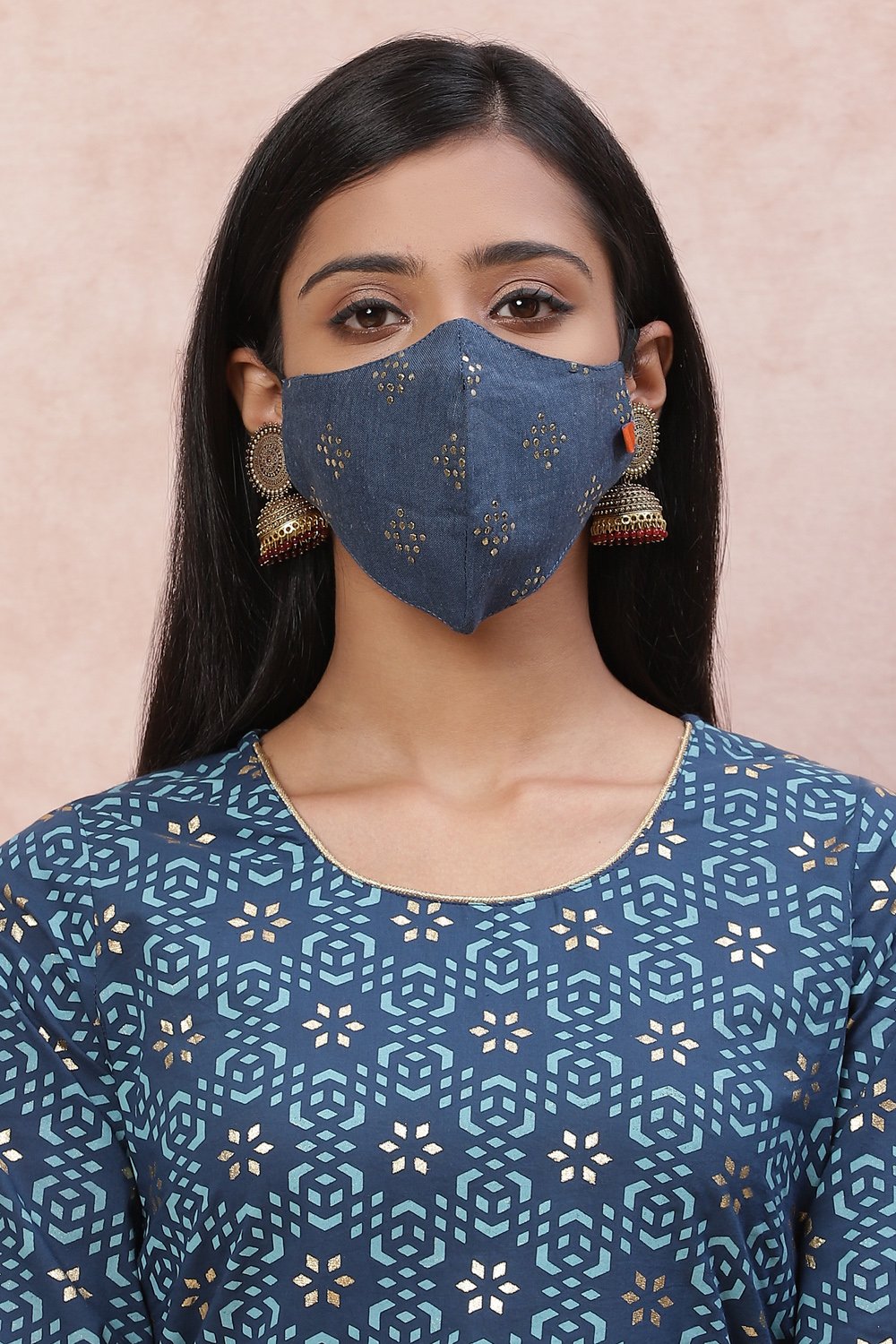 Indigo Viscose Face Mask image number 0