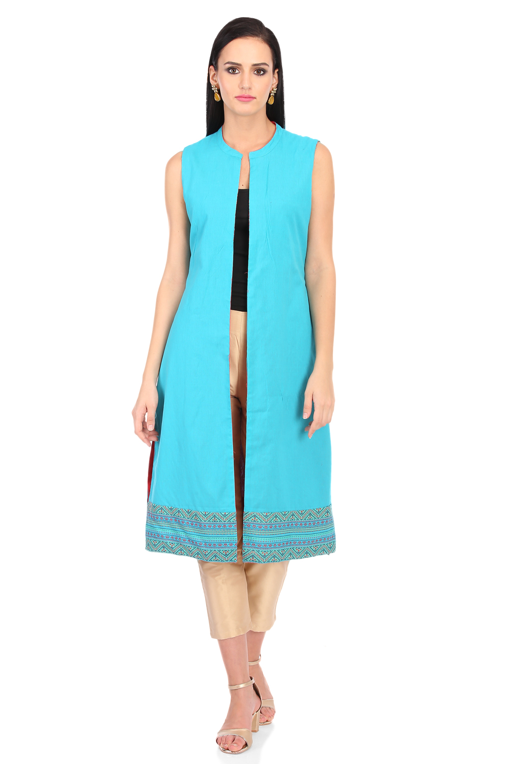 Coral Straight Cotton Kurta image number 5