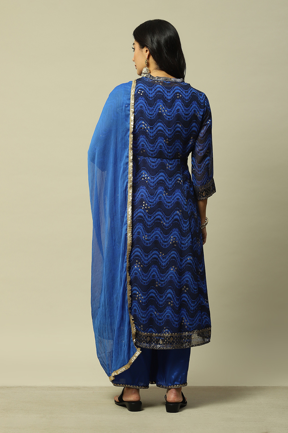 Blue Polyester Printed Dupatta image number 2