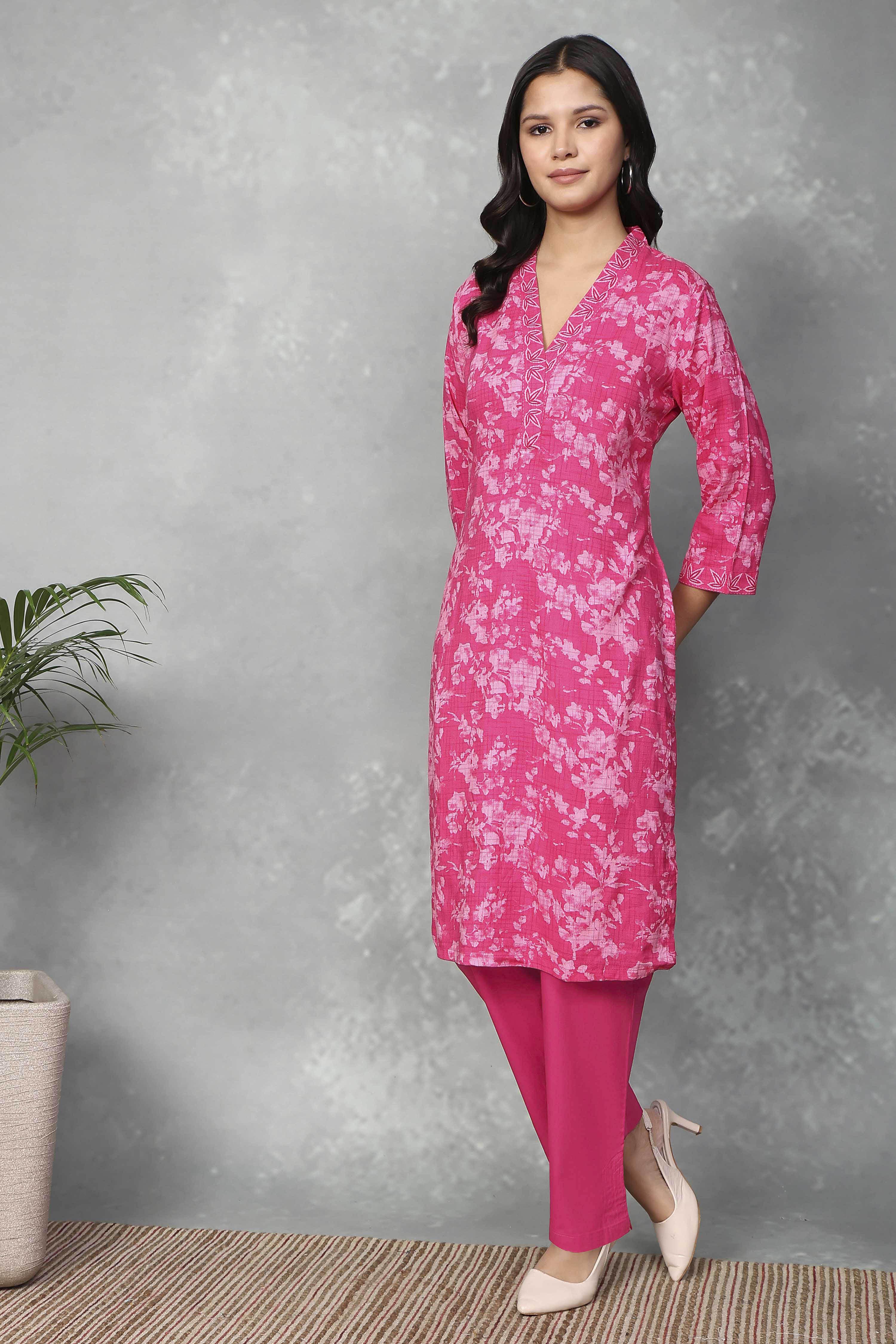 Pink Rayon Straight Kurtas image number 0