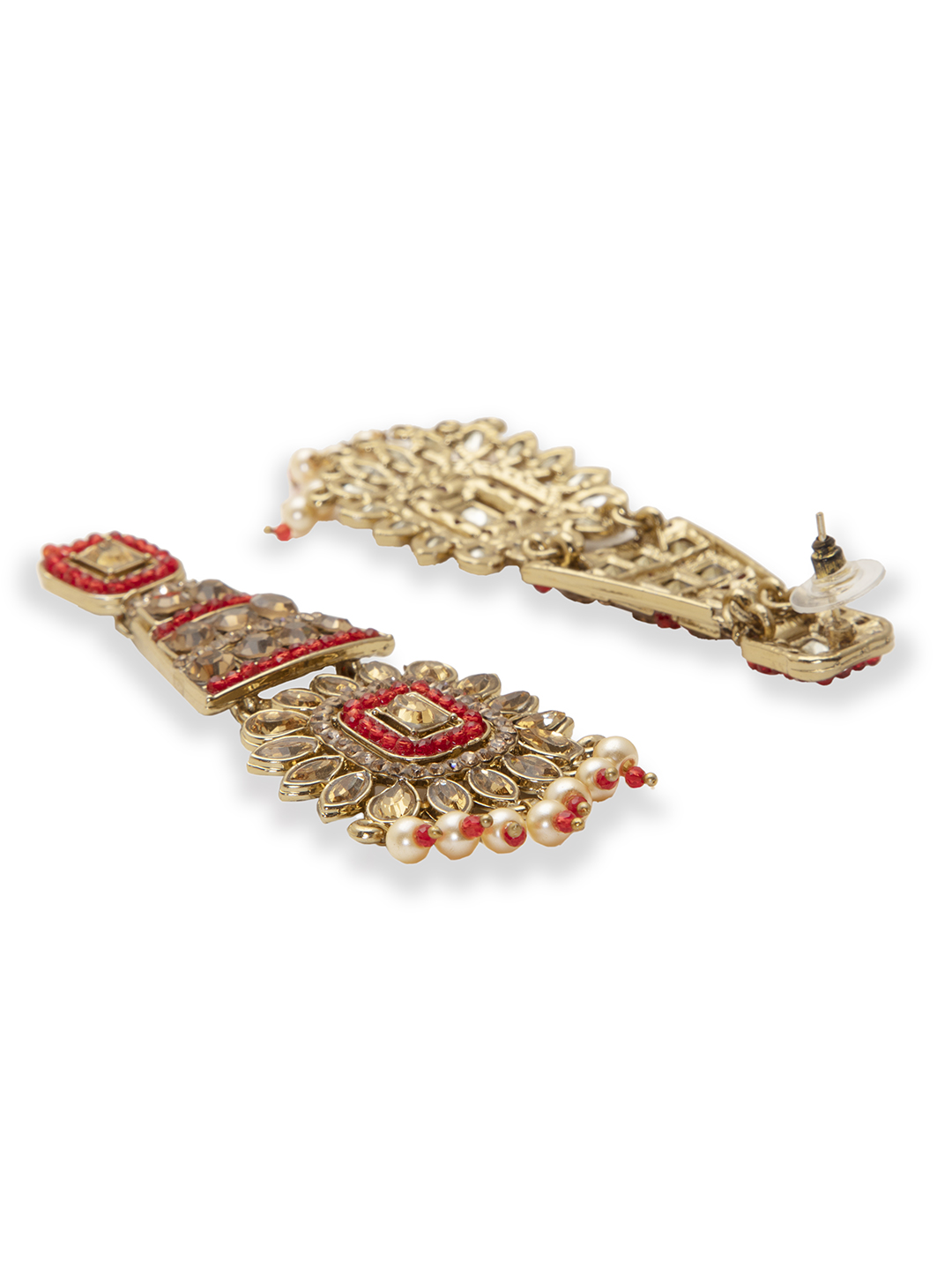 Red Metal Brass Earring image number 2