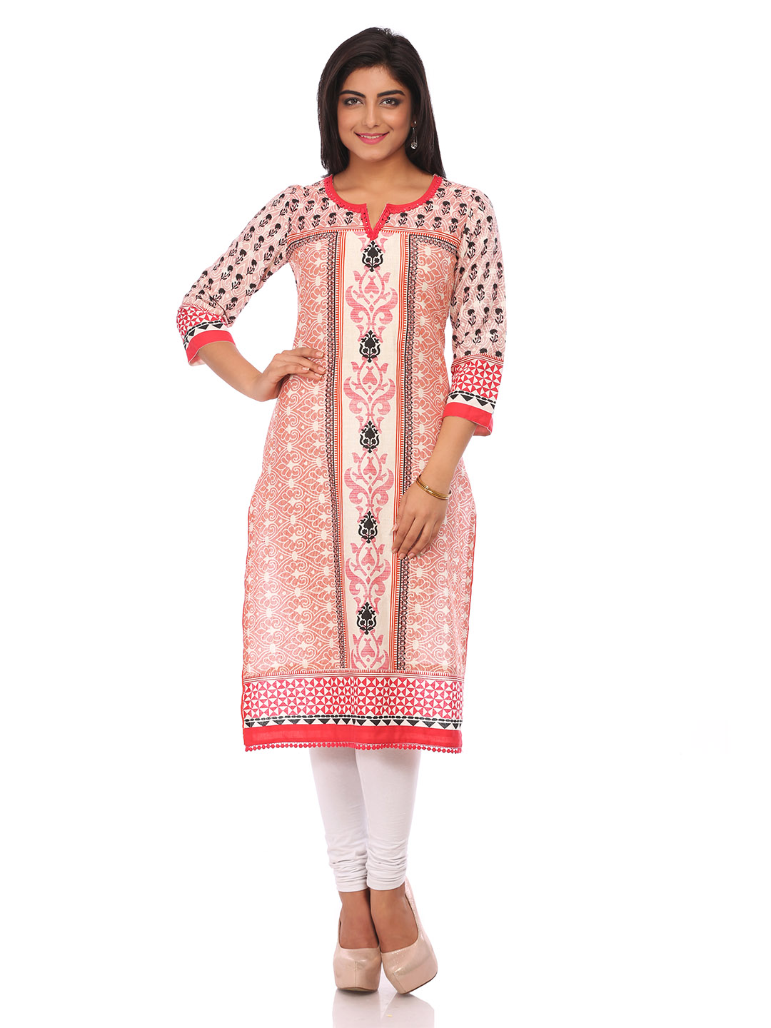 Beige Cotton Straight Kurta image number 0