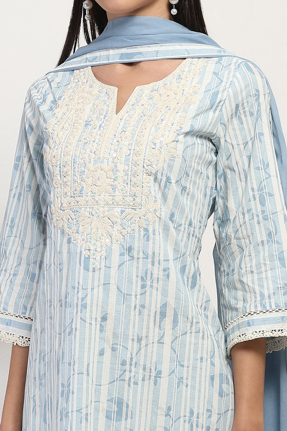 Blue Cotton Straight Set image number 1