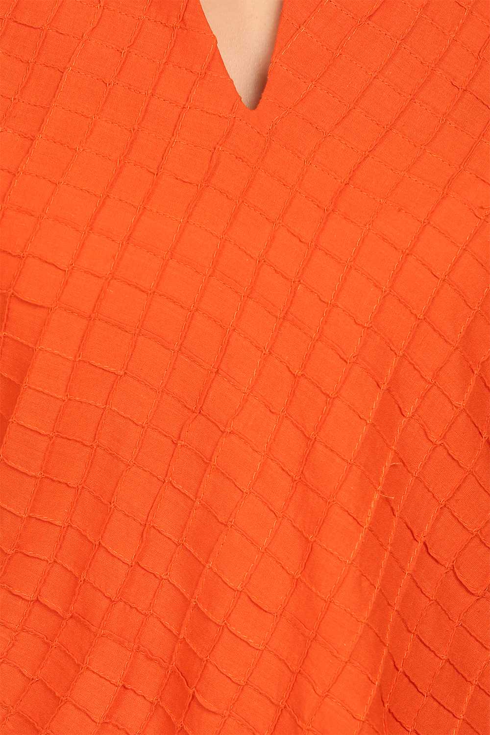 Orange Flared Cotton Kurta image number 4