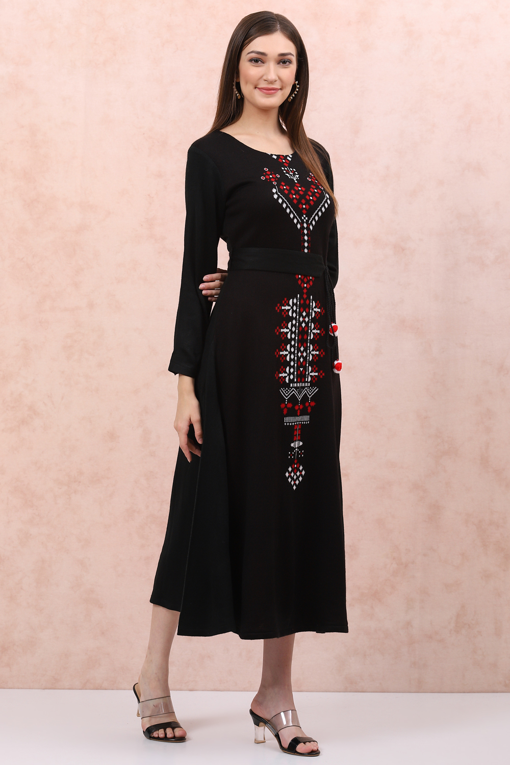 Black Acrylic Kalidar Kurta image number 3