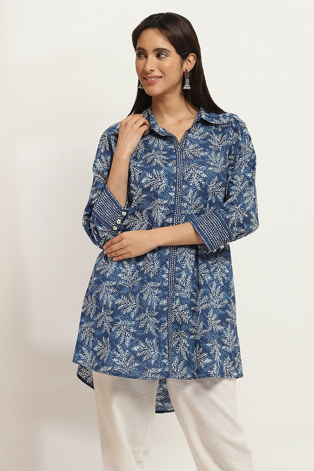 Indigo Cotton Straight Kurti image number 5