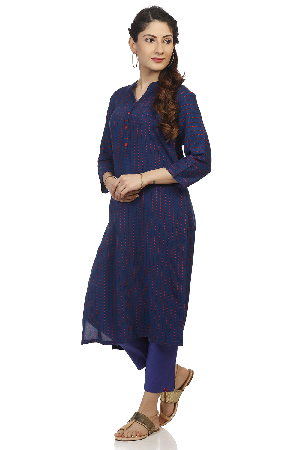 Indigo Straight Viscose Rayon Kurta image number 3