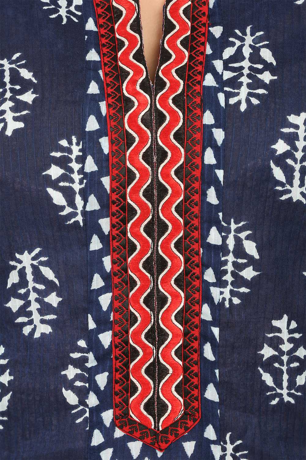 Indigo Flared Cotton Kurta image number 5