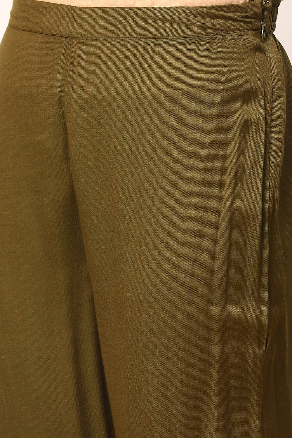 Olive Green Acrylic Straight Suit Set image number 3
