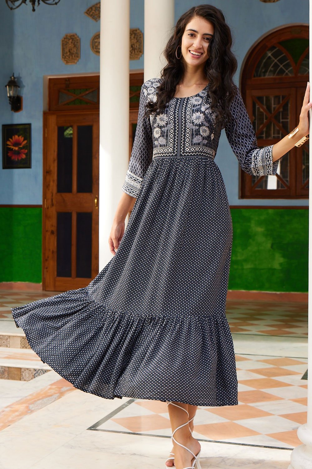 Black LIVA Tiered Dress image number 0