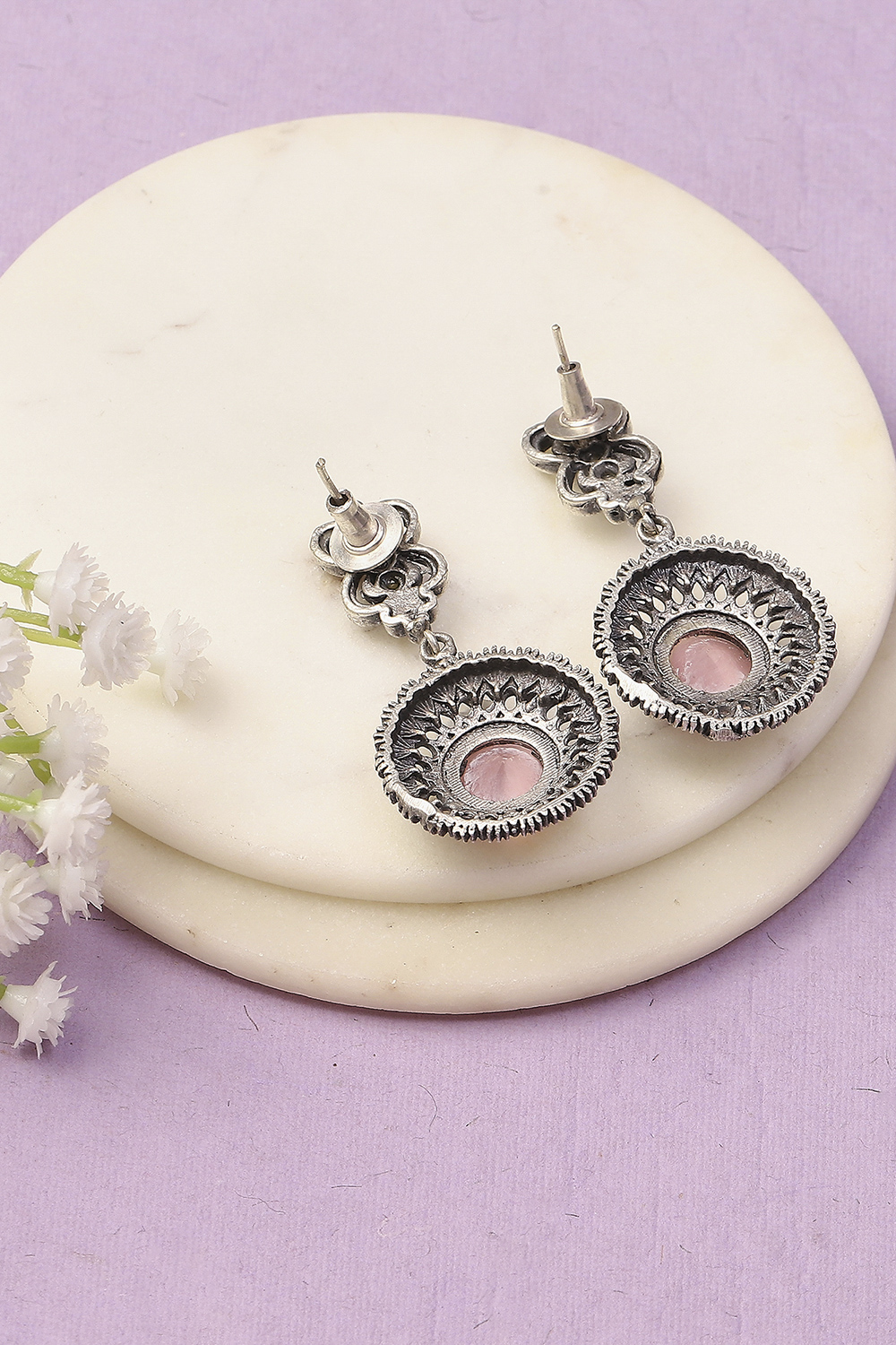 Apricot Oxidised Alloy Earrings image number 2