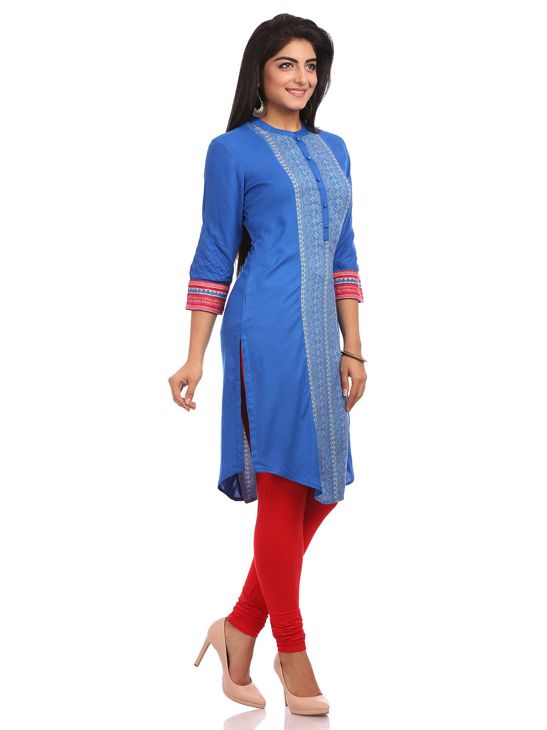 Blue Straight Cotton Kurta image number 2