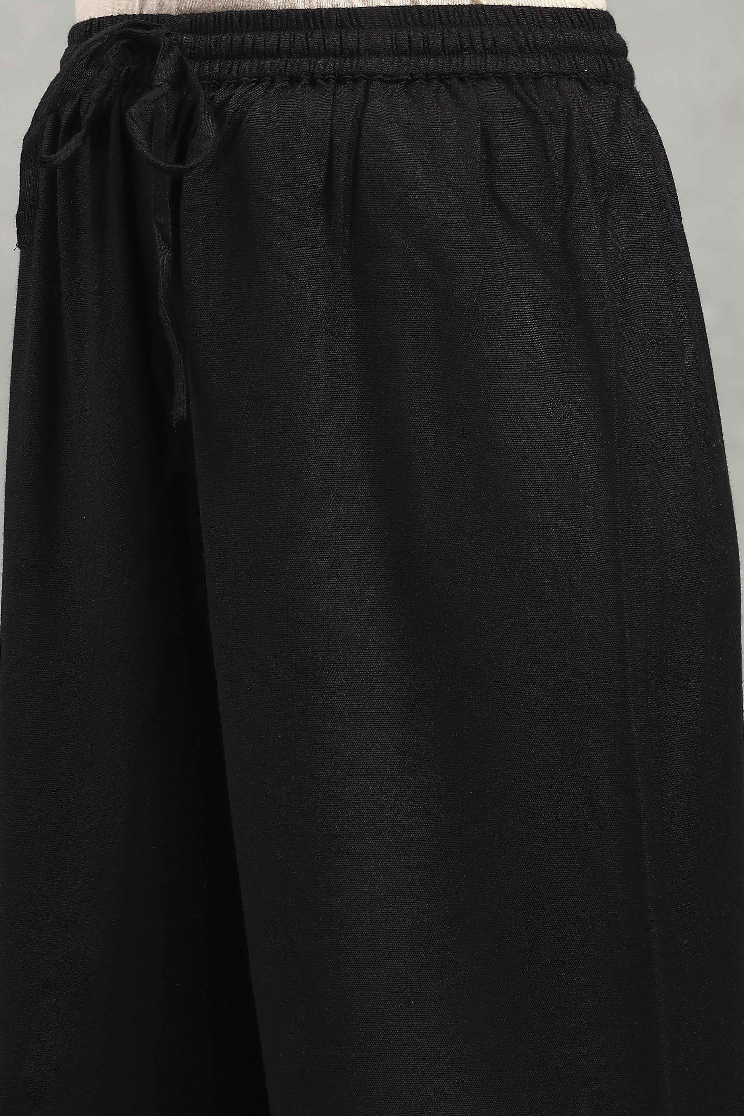 Black Polyester Yarndyed Straight Suit Set image number 2