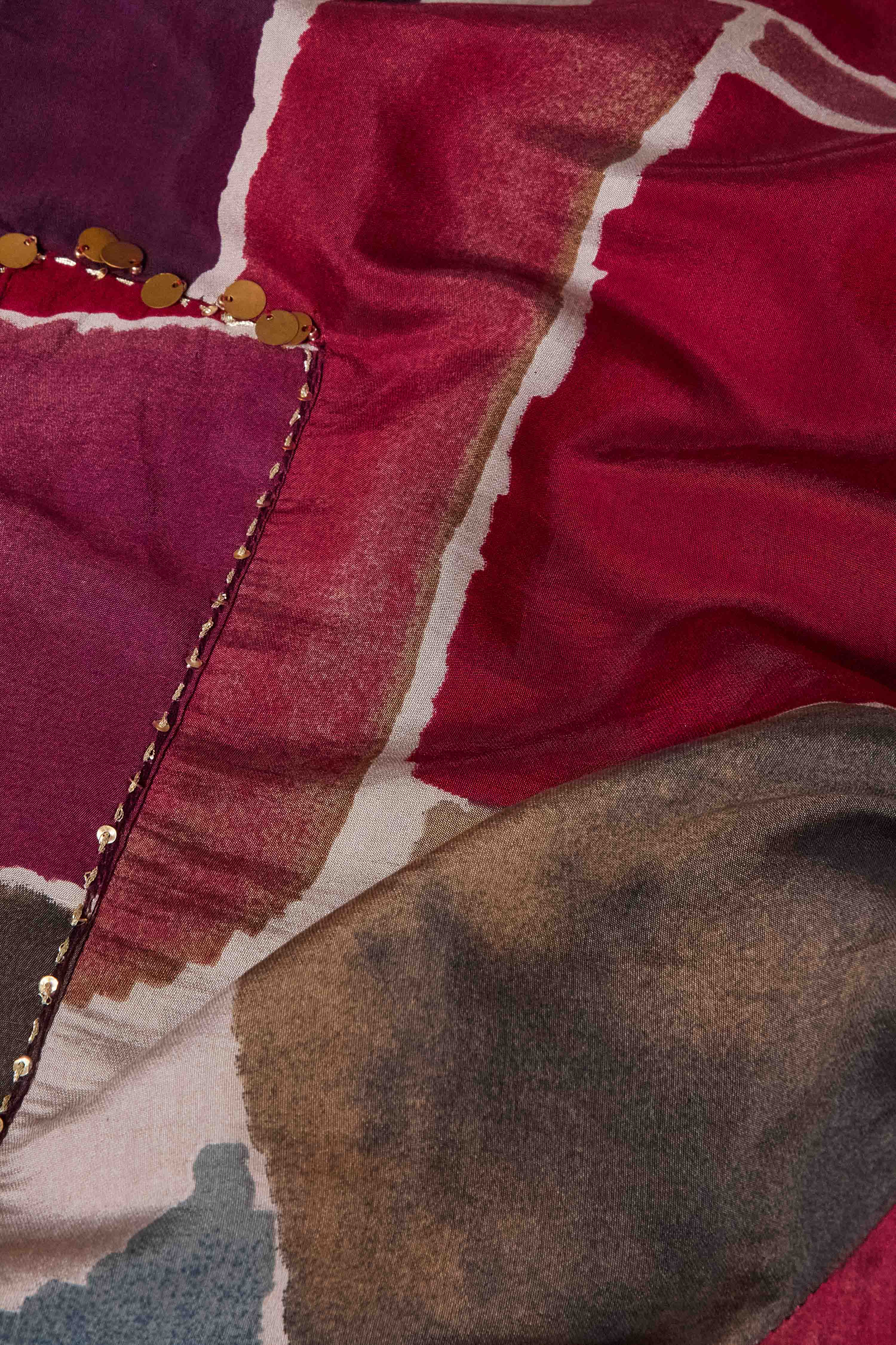 Maroon Cotton Polyester Straight Printed Kurta image number 3