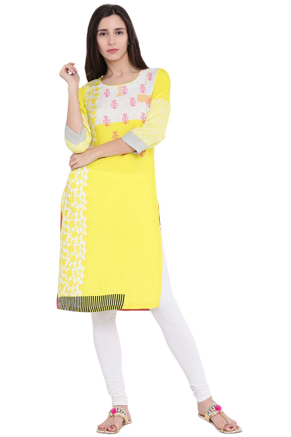 Lime Green Viscose Straight Kurta image number 0