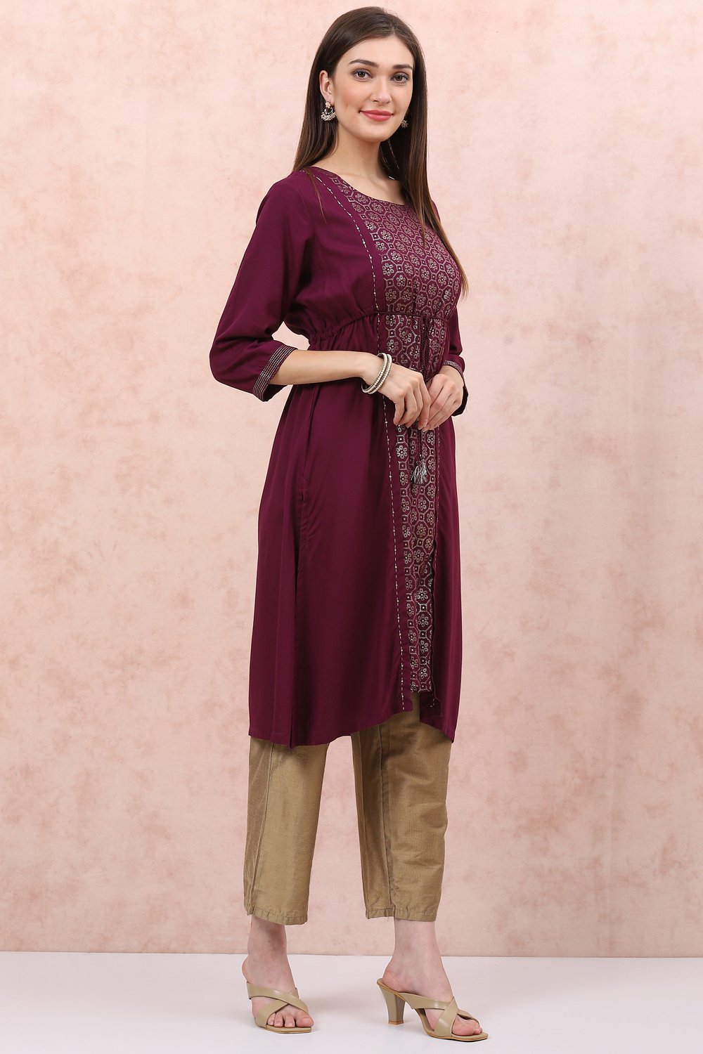 Phalsa LIVA Flared Kurta image number 0