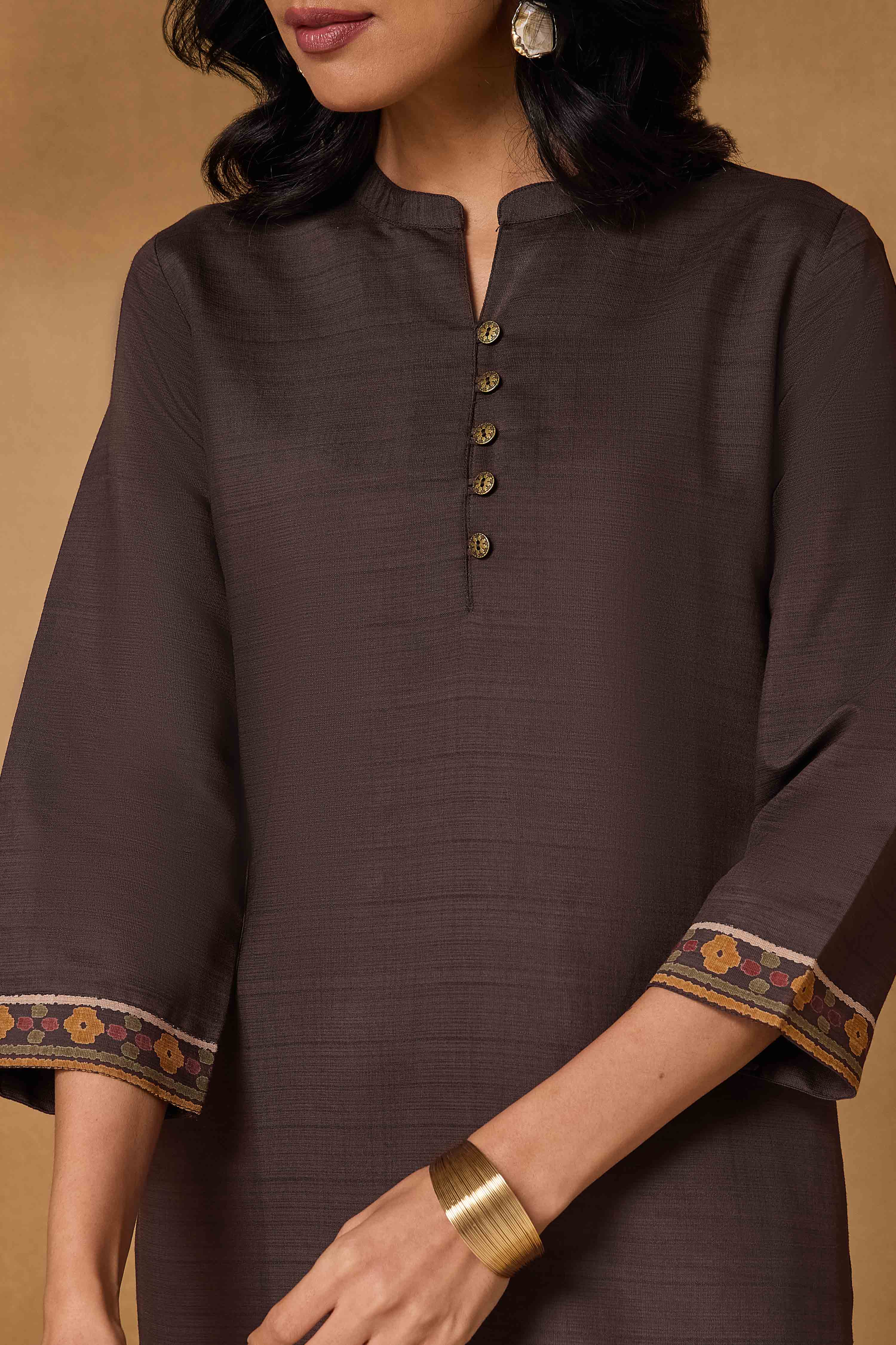 Mustard Viscose Blend Straight Printed Kurta image number 1