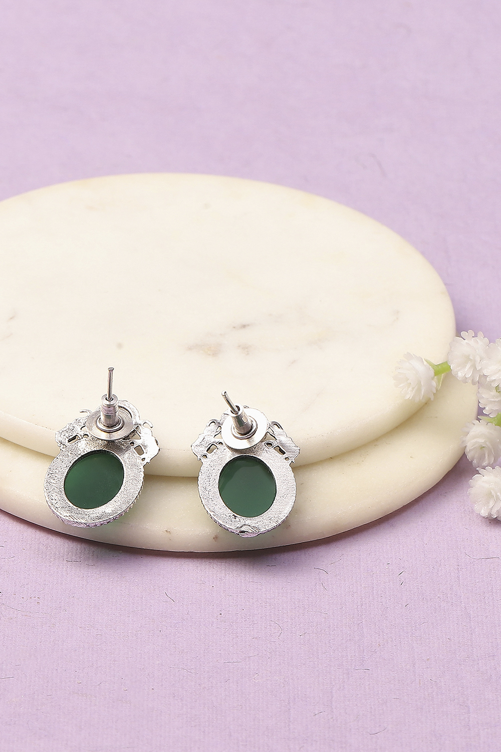Apple Green Oxidised Alloy Earrings image number 2