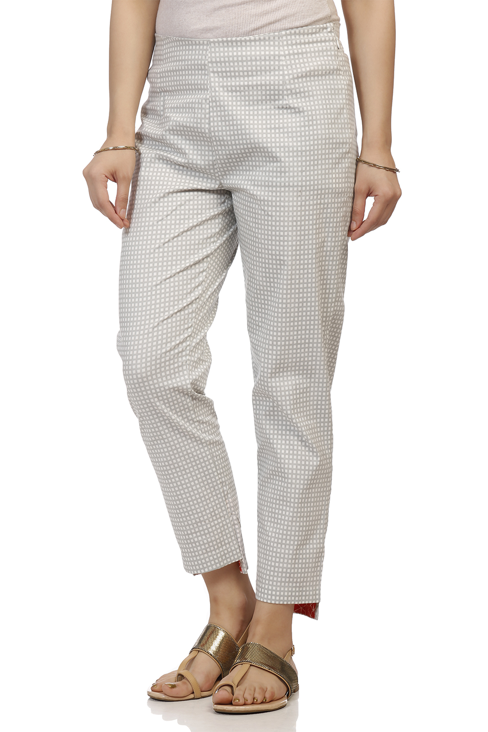Grey Art Silk Slim Pants image number 1