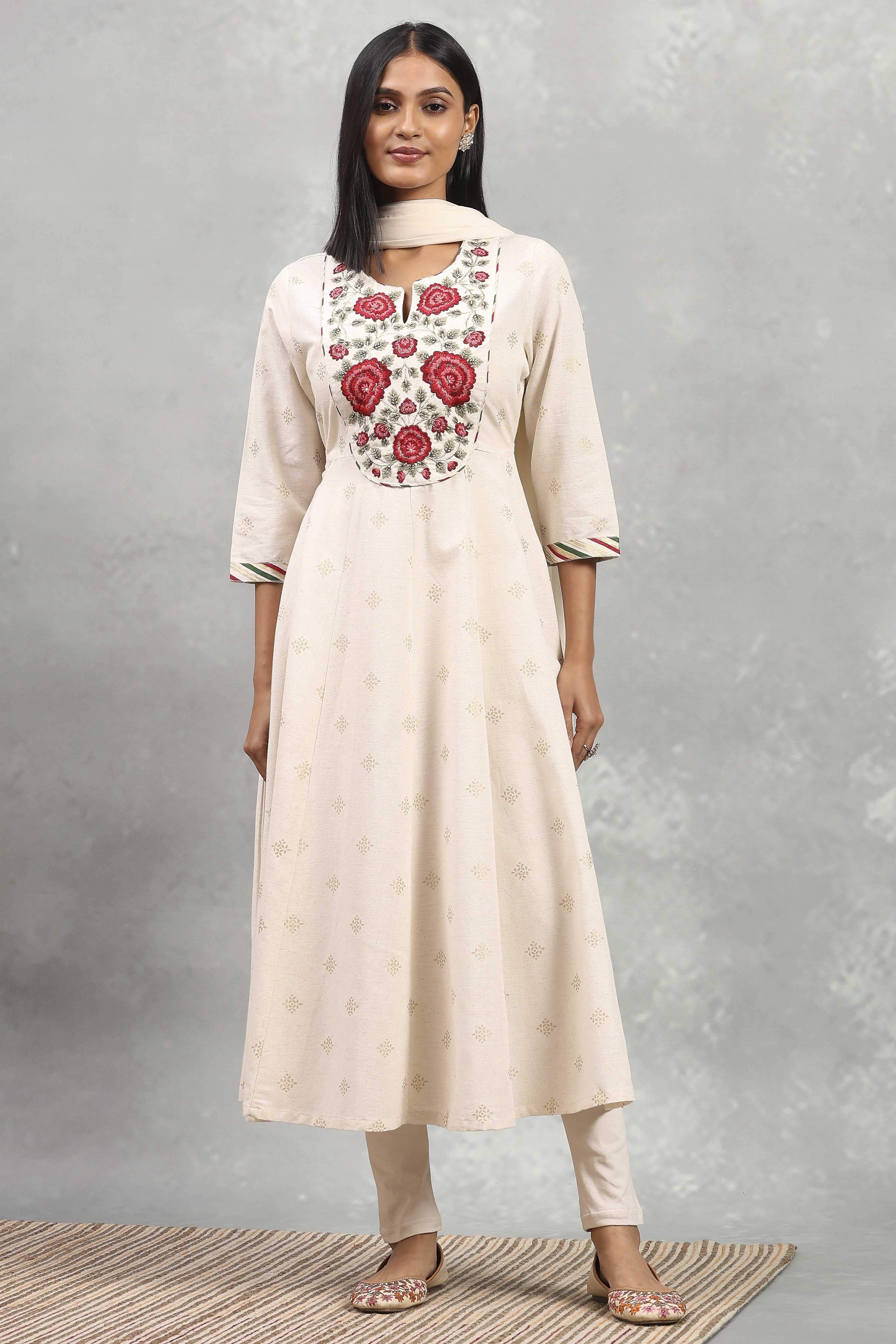 Natural Viscose Printed Kalidar Suit Set image number 6