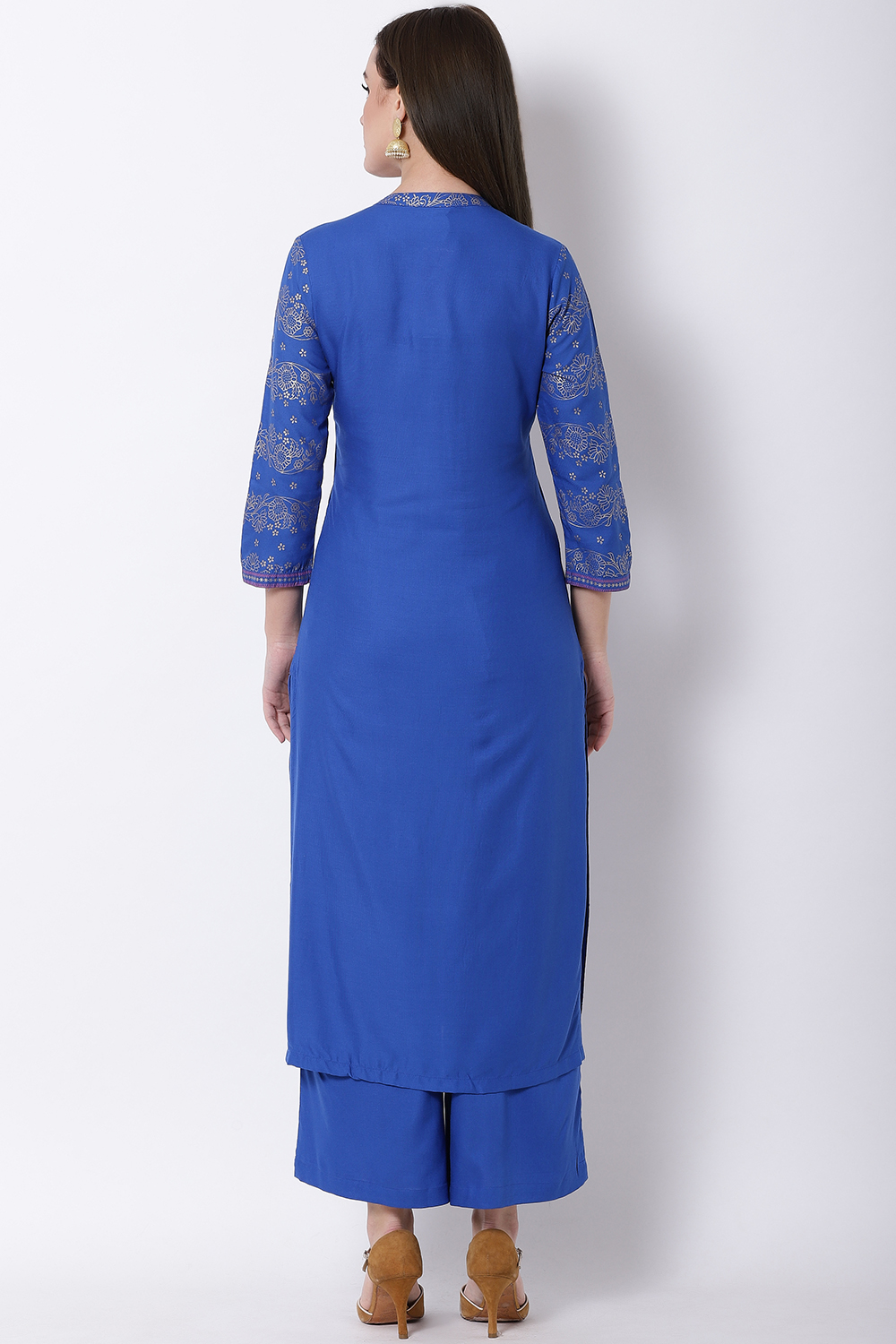 Blue Viscose Straight Kurta image number 5