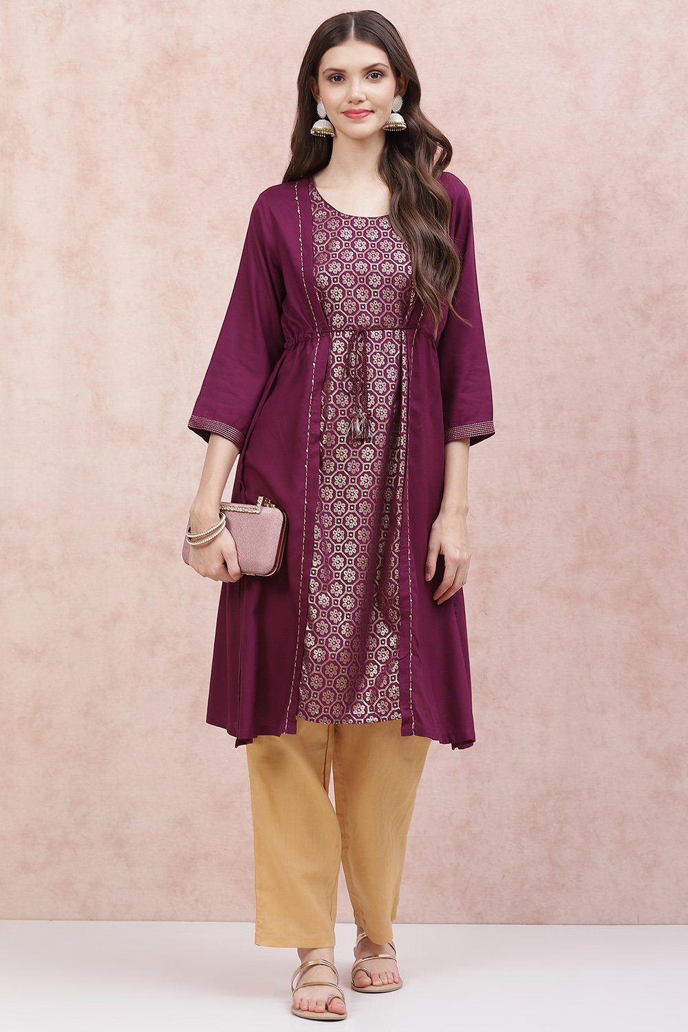 Phalsa LIVA Flared Kurta image number 5