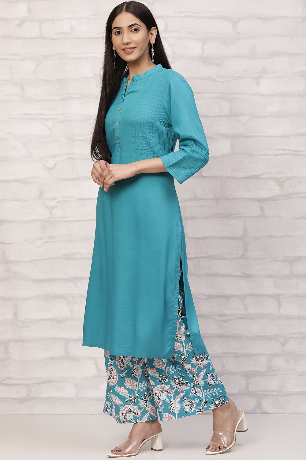 Turq LIVA Straight Kurta Set image number 3