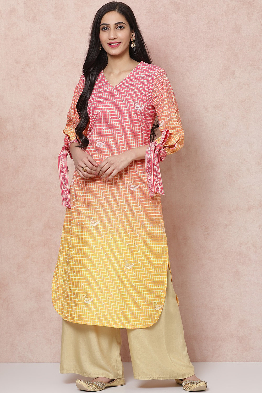 Yellow LIVA Straight Kurta image number 0