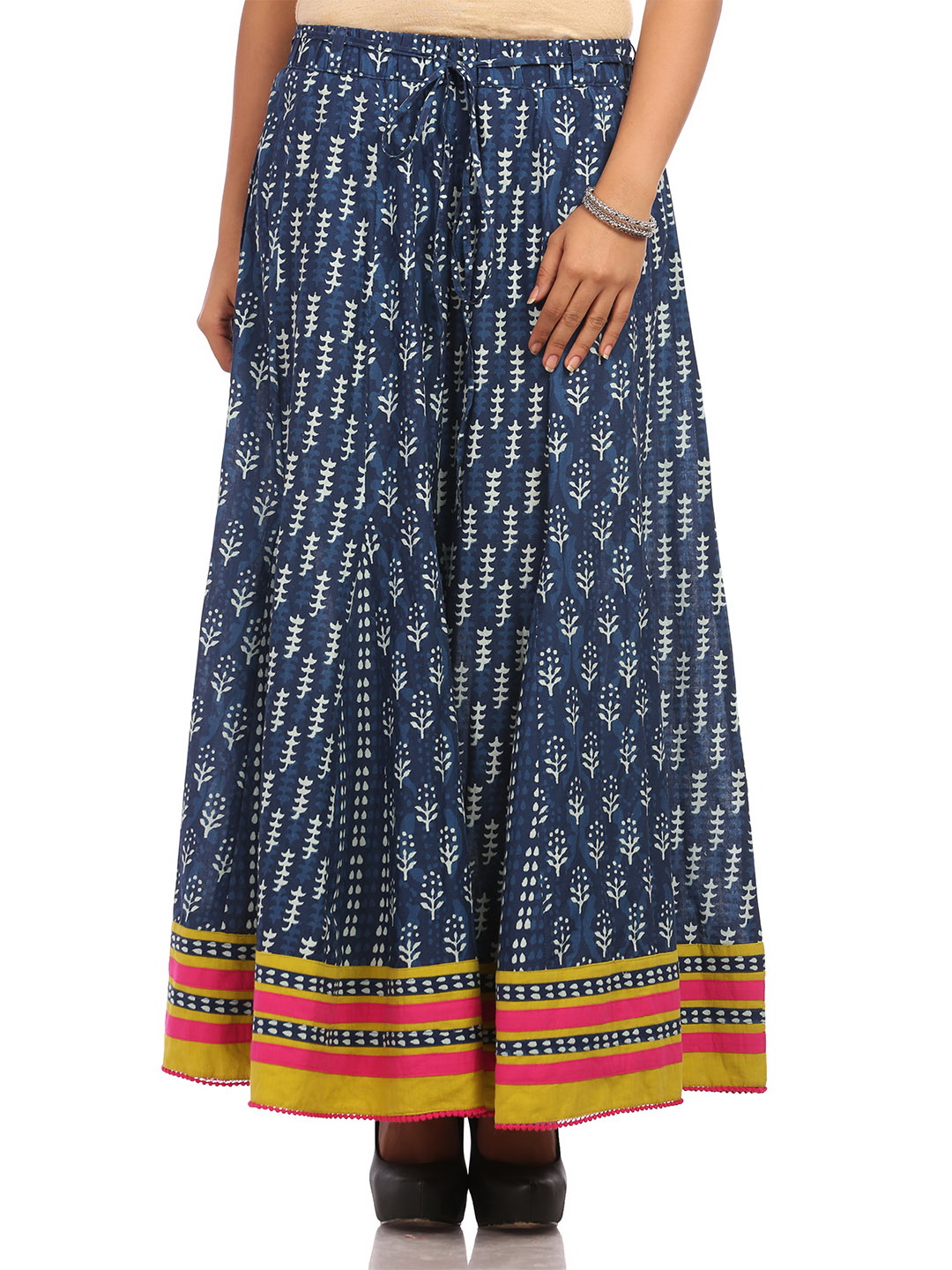 Indigo Flared Cotton Skirt image number 1