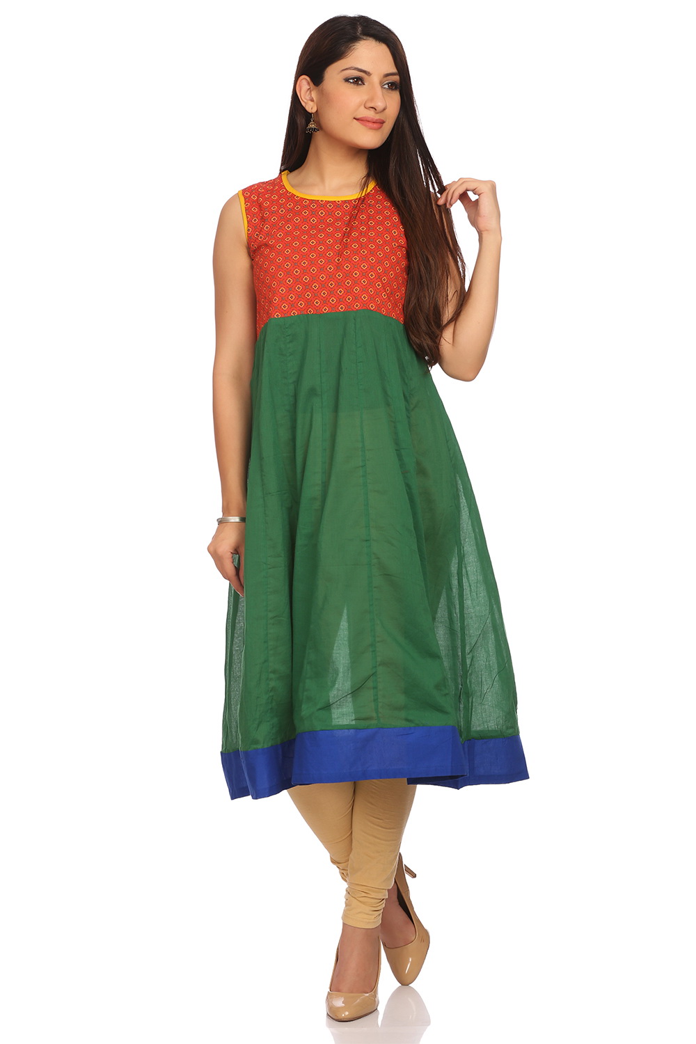 Blue Cotton Kalidar Kurta image number 4