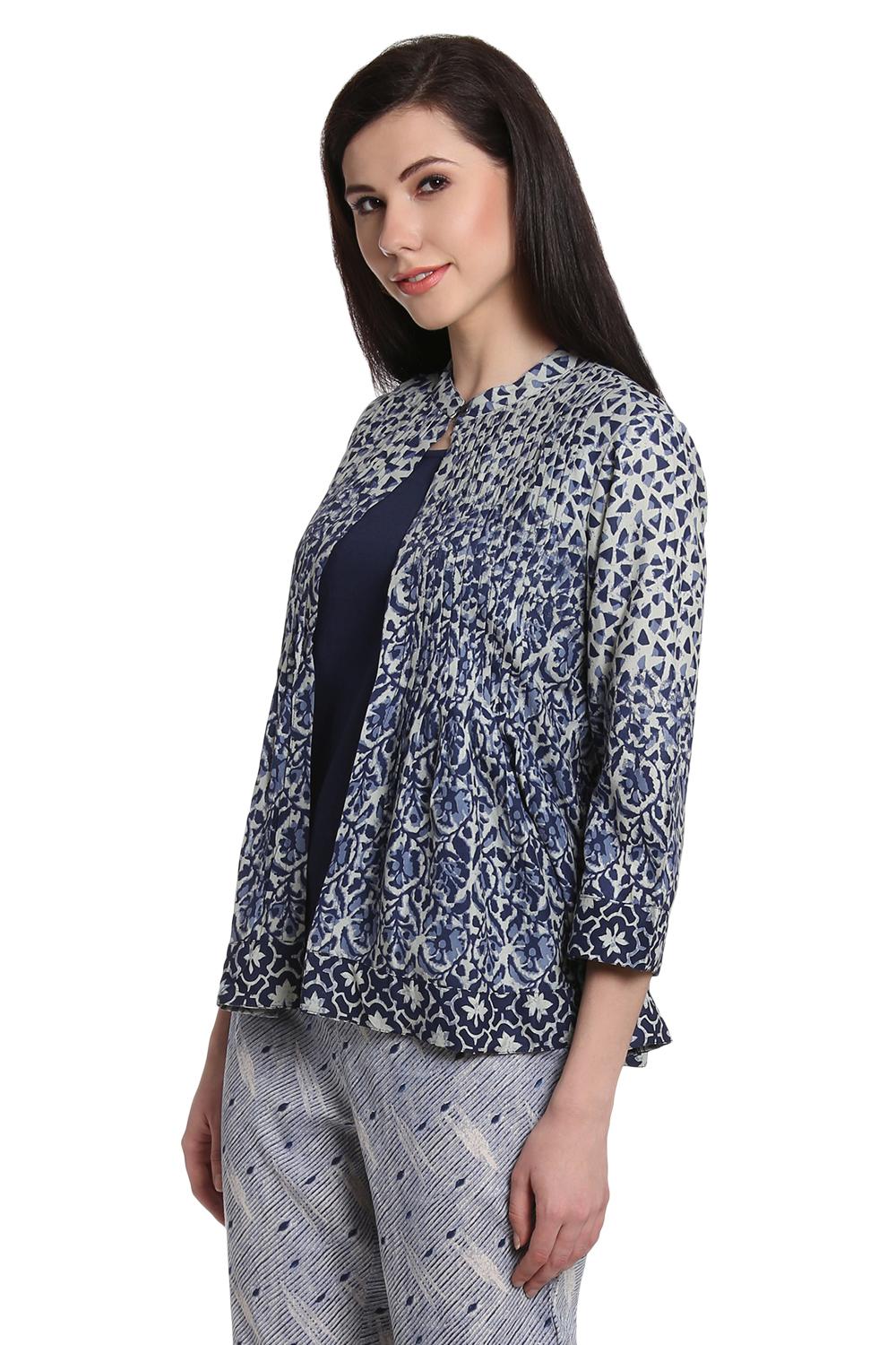 Indigo Rayon Front Open Indie Top image number 2