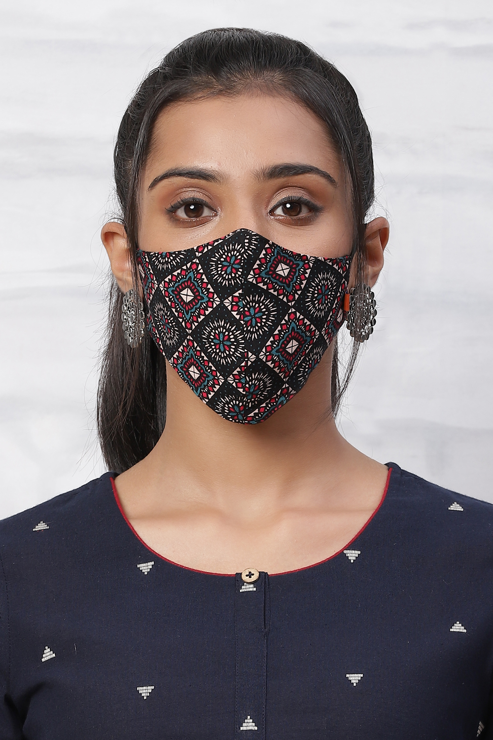 Black Viscose Rayon Face Mask image number 0