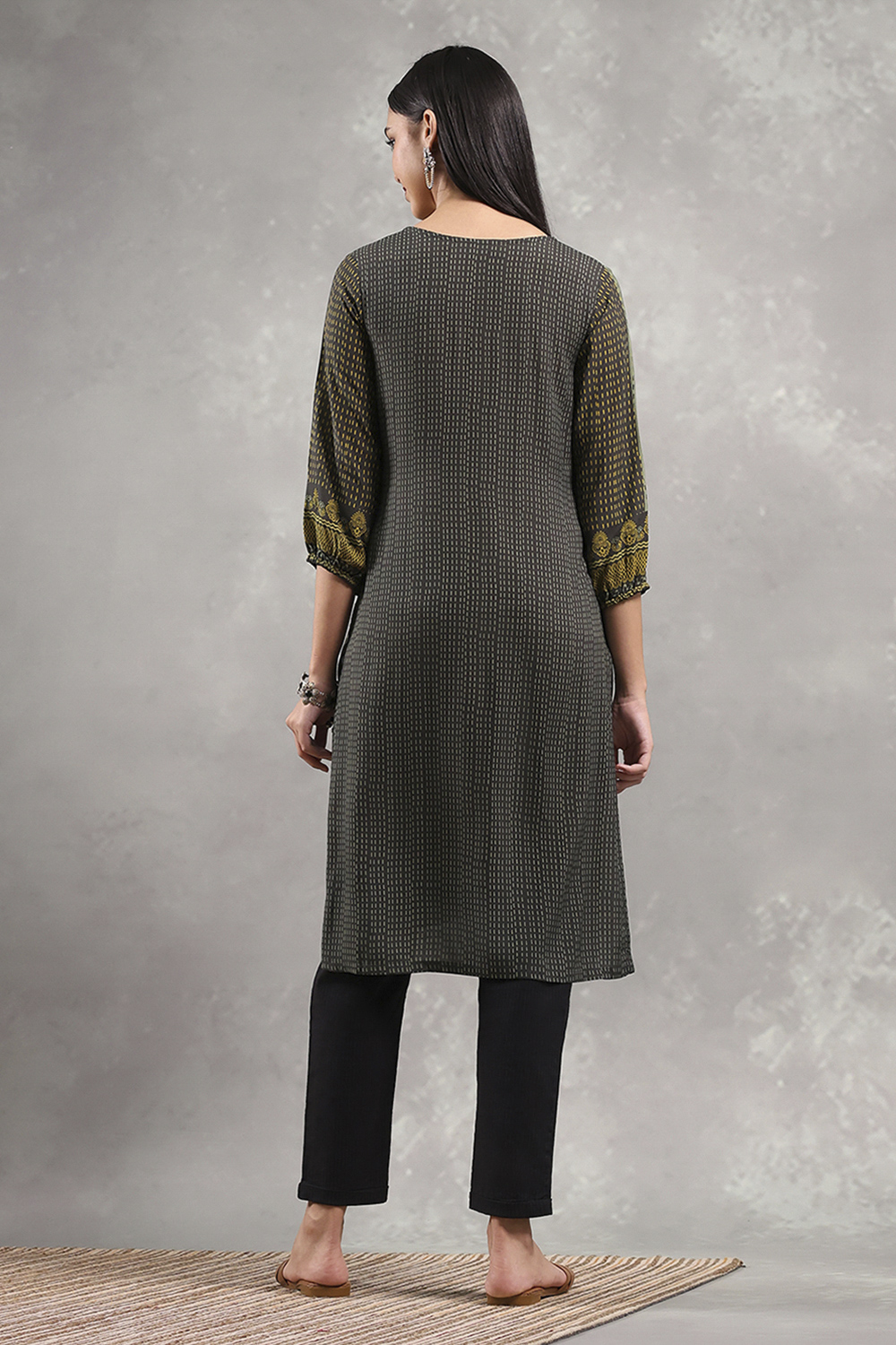 Green Viscose Rayon Printed Straight Kurta image number 3