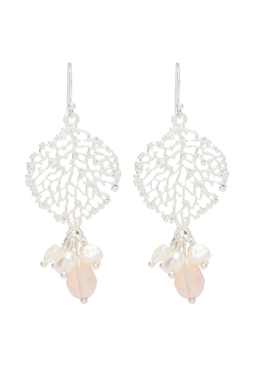 Peach Metal Brass Drop Earrings image number 1