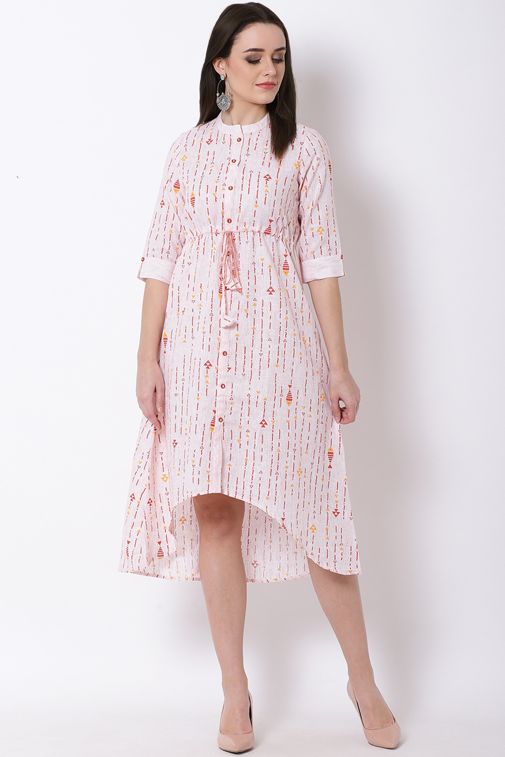 Orange Poly Cotton A-Line Dress image number 0
