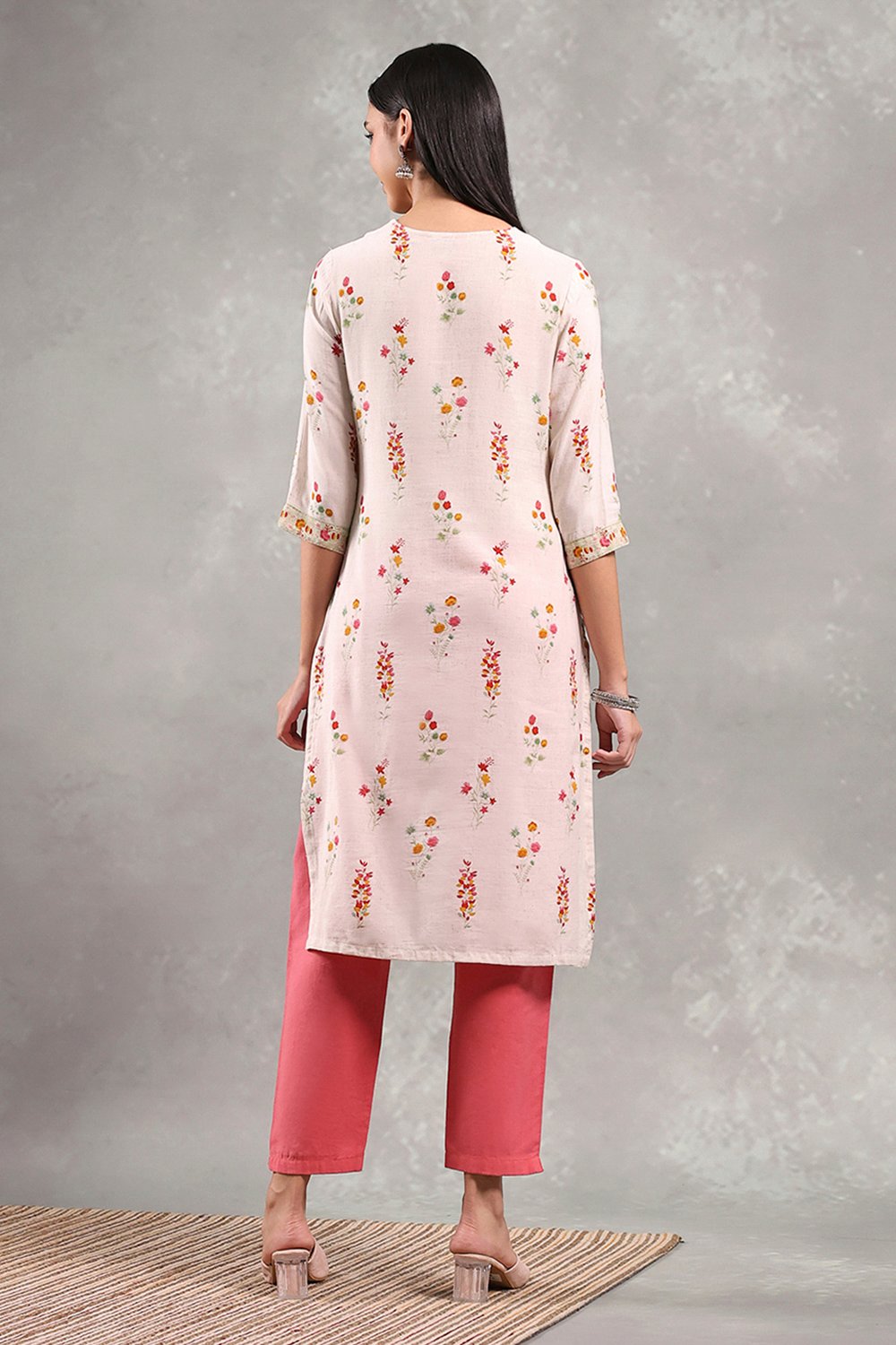 Natural Viscose Rayon Printed Straight Kurta image number 3
