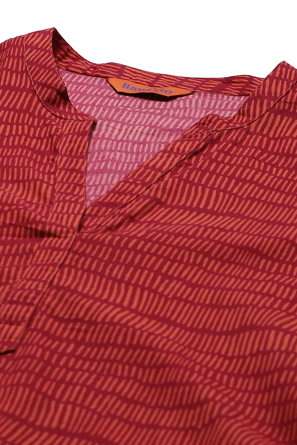 Maroon Cambric Cotton Straight Kurta image number 1