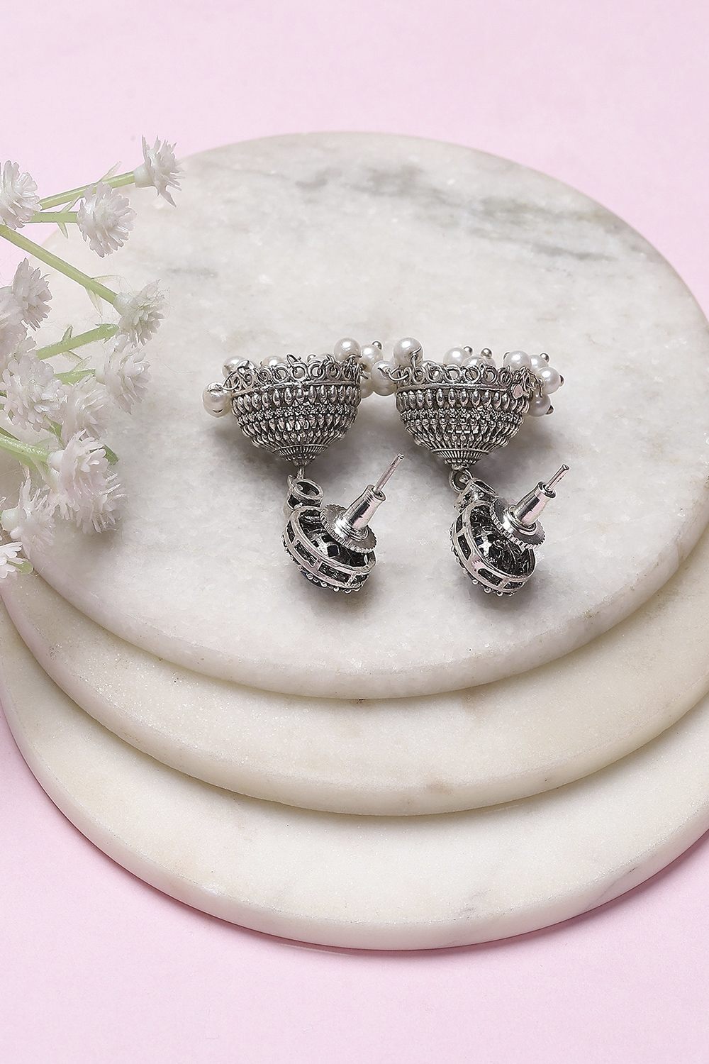 Navy Brass Jhumka image number 2