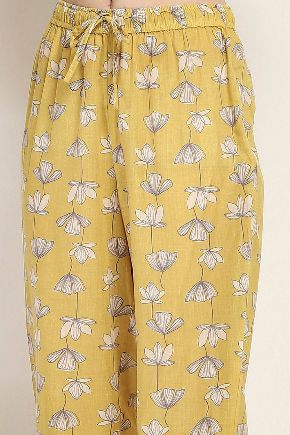 Yellow Cotton Blend Straight SET image number 2
