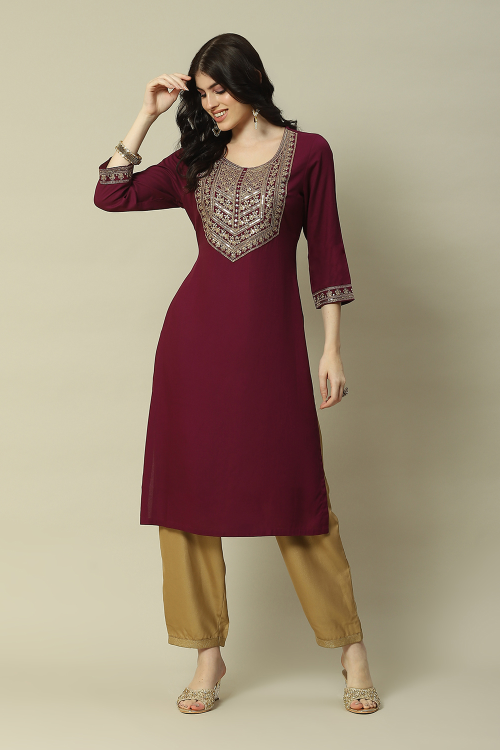 Black LIVA Straight Printed Kurta image number 0