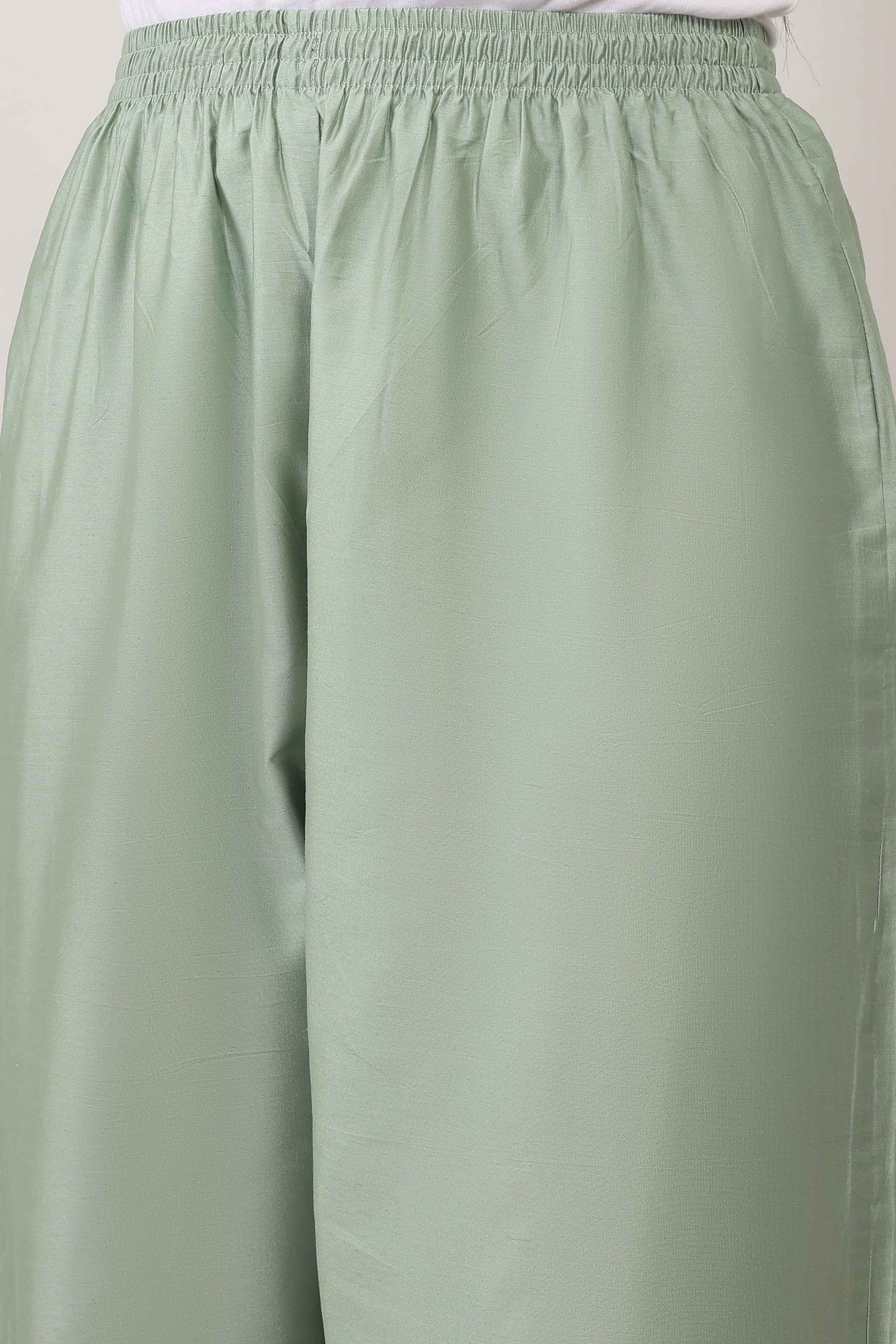 Green Viscose Straight Suit Sets image number 2