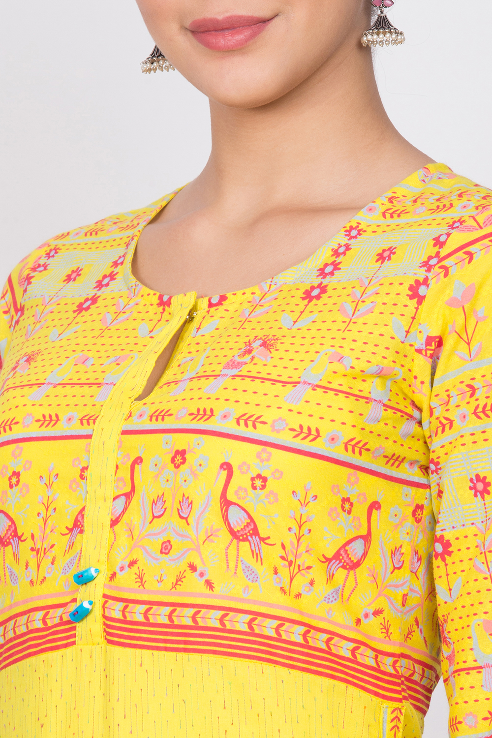Yellow Cotton Straight Kurta image number 1