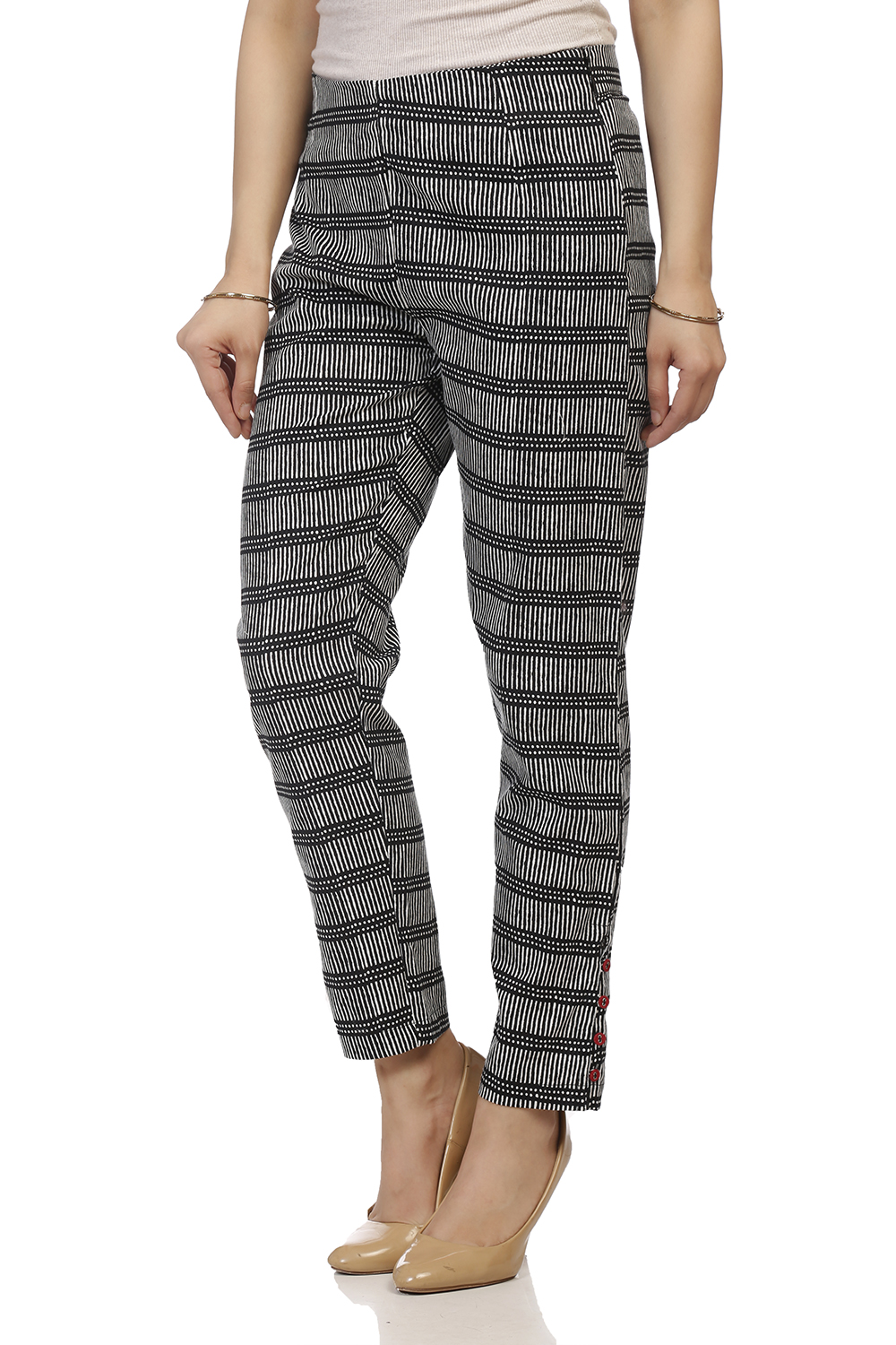 Black Cotton Slim Pants image number 1