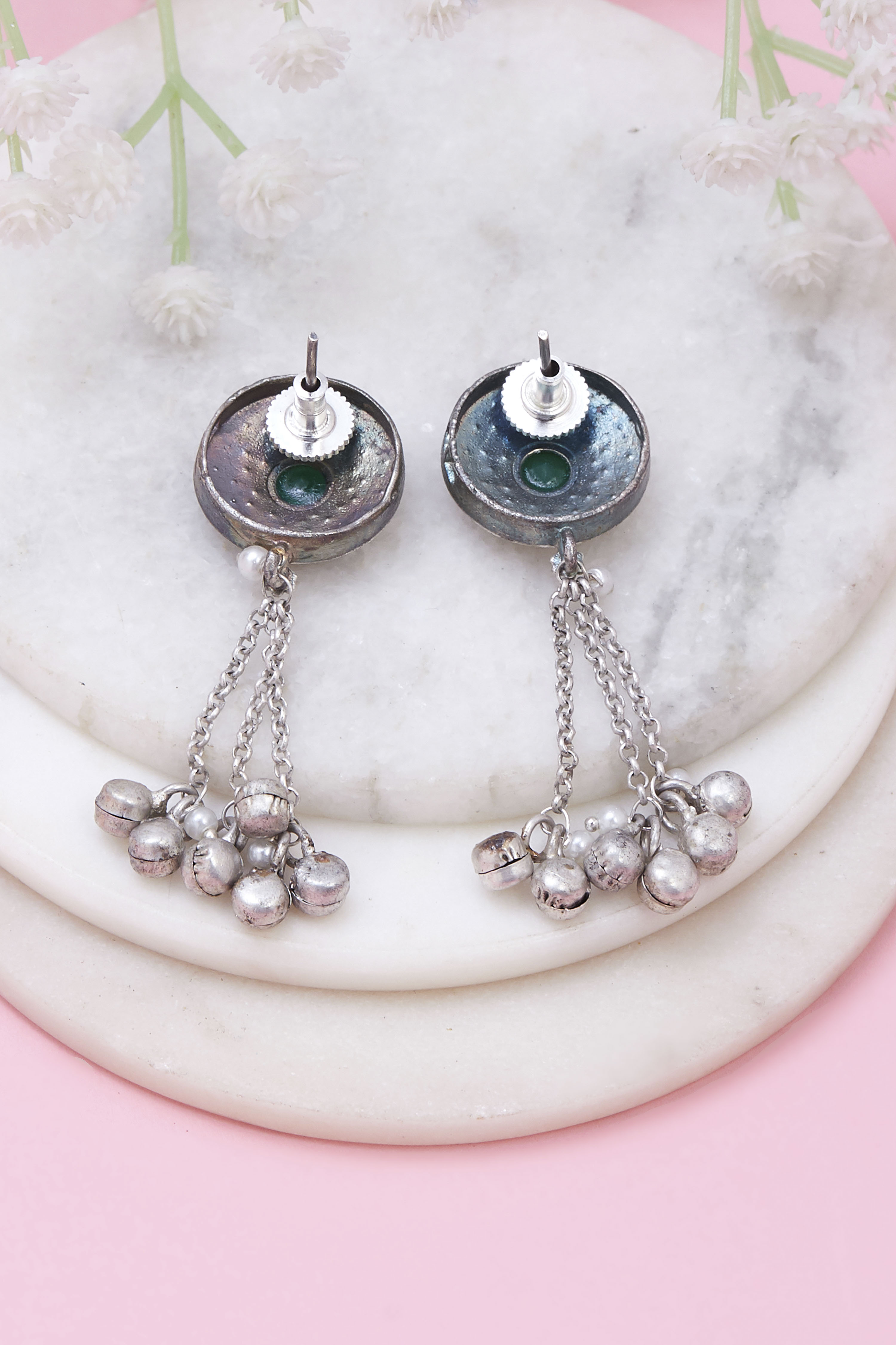 Green Brass Drop & danglers image number 2