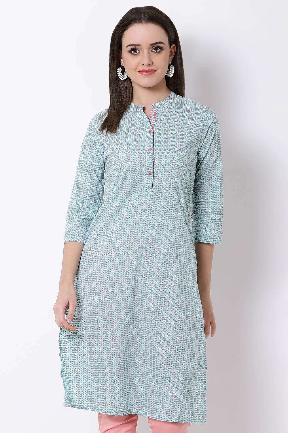 Aqua Cotton Straight Kurta image number 0