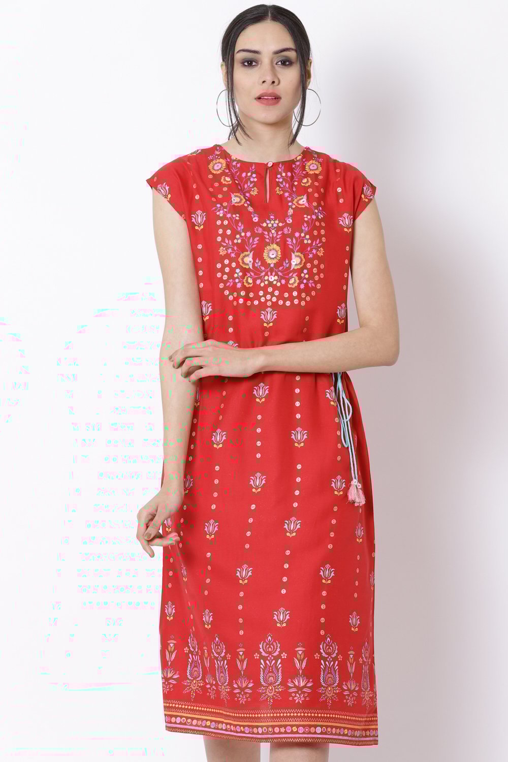 Red Viscose A-Line Dress image number 2