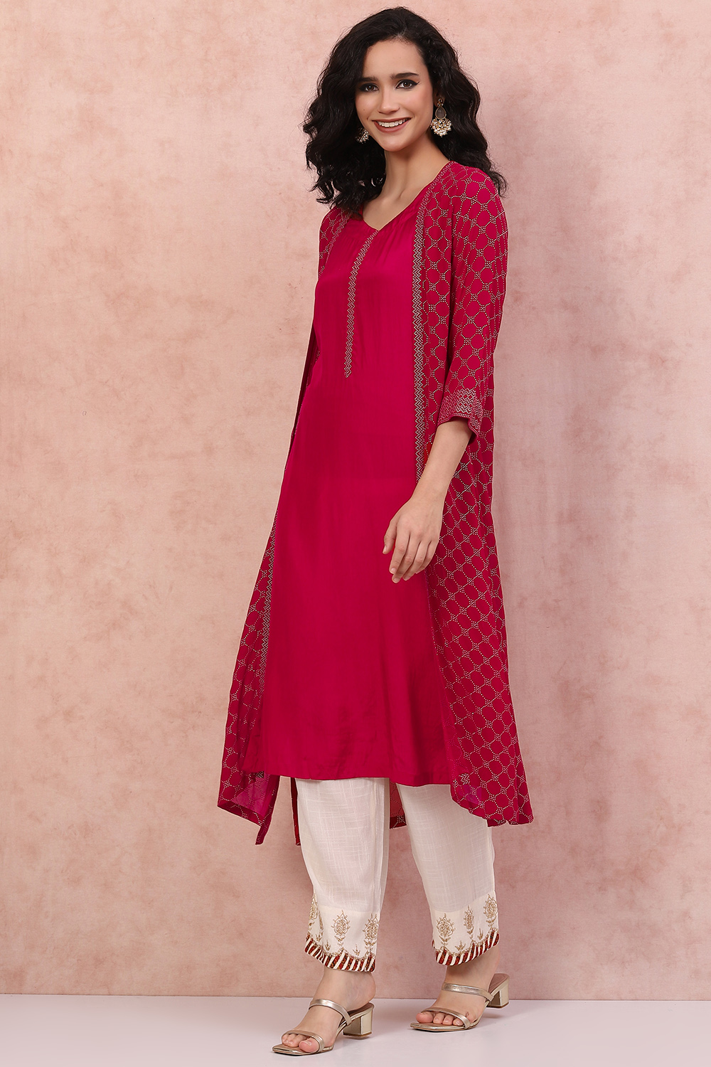 Fuchsia Art Silk Shrug Style Kurta image number 0