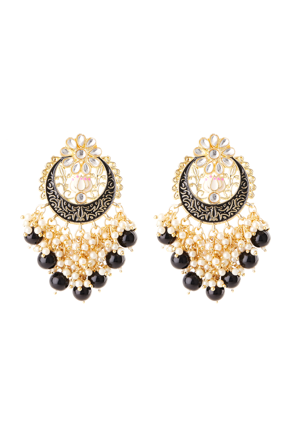 Black Metal Brass Earrings image number 2